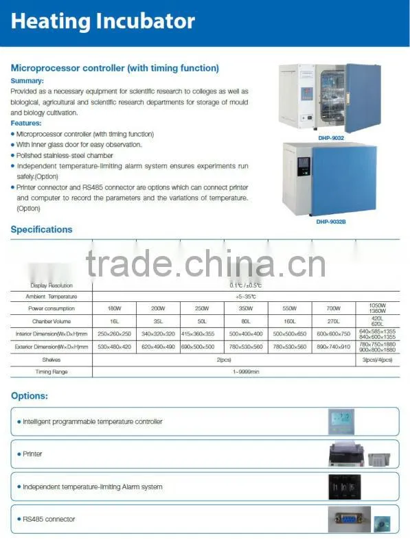 DHP-9012 16L Electrical heated thermostat high quality electric thermostatic incubator
