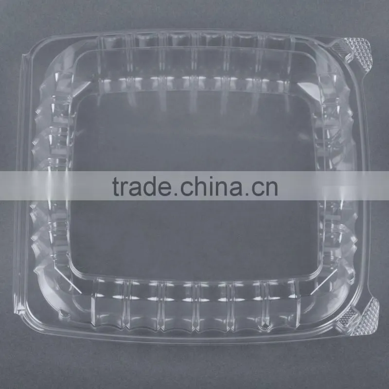 Cheap Price Clamshell Plastic Cake Container Carrier with Hinged Lid, Clear Plastic Take Out Food Packaging Box for Salad