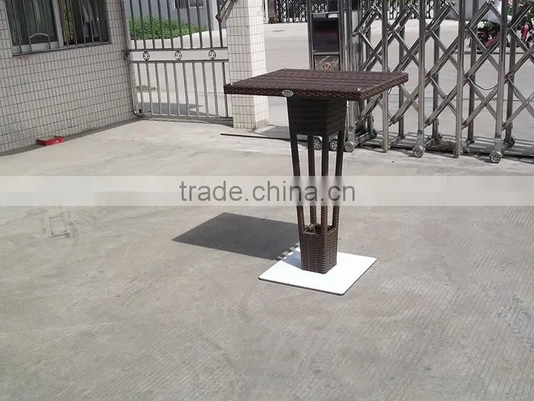 Modern rattan wicker aluminum poly bar table