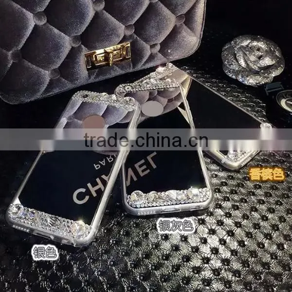 Cell phone case with mirror,TPU mirror diamond phone case for iPhone 6S 6Plus