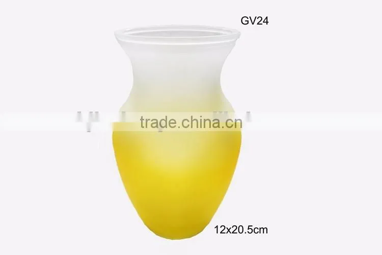 frosted yellow glass vases decoratives GV24