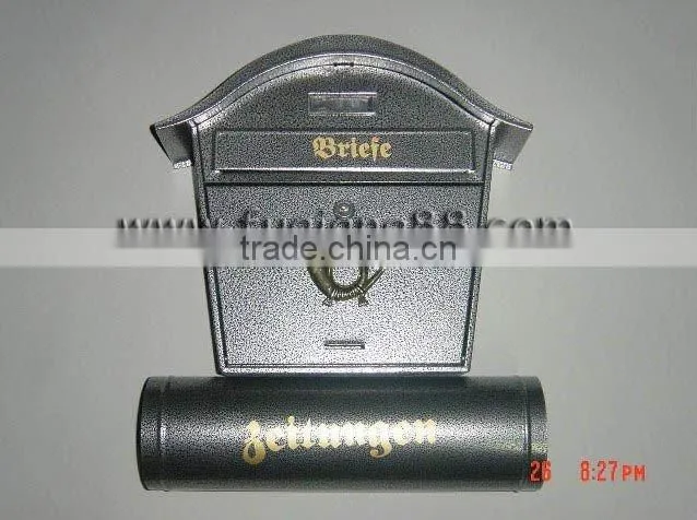 FQ-103 Wall mounted iron plate mailbox with or without newspaper cube for outside can be painting with different colors