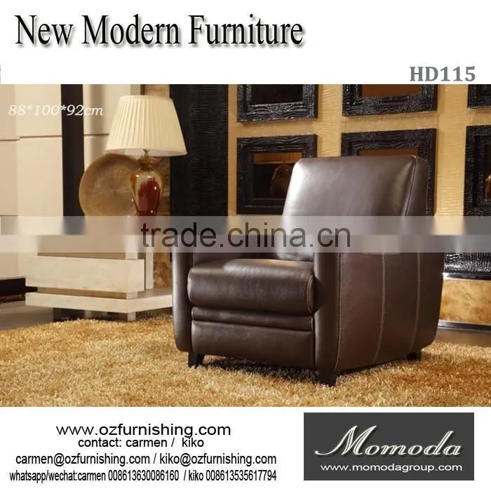 HD185 European style living room furniture white roll arms chesterfield leather single sofa