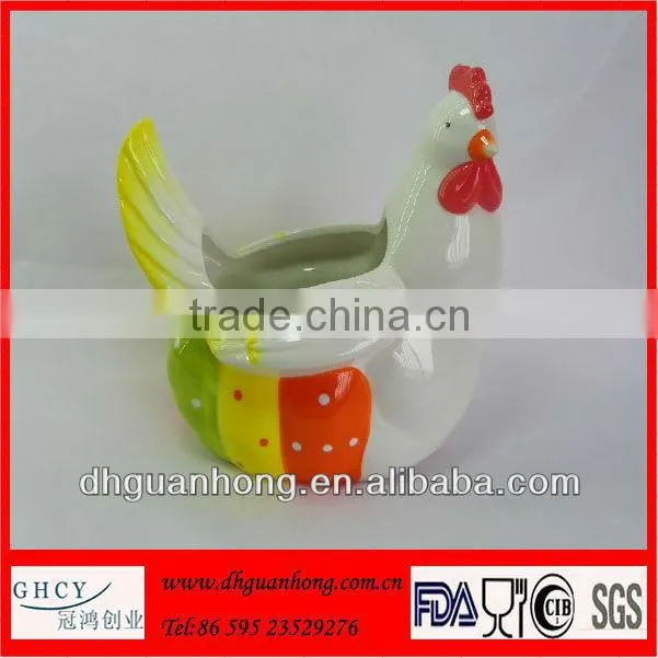 Hand Painted Ceramic Storage Jar Easter Chicken