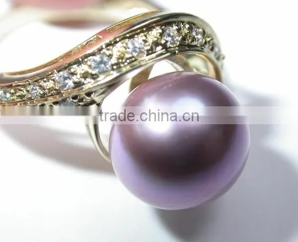 fashion pearl ring with diamond Tahitian Pearl Ring
