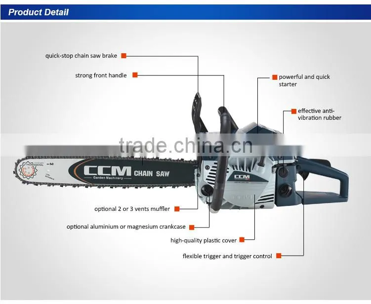 Professional machine 62CC chain saw from manufacturer with CE &GS Certification