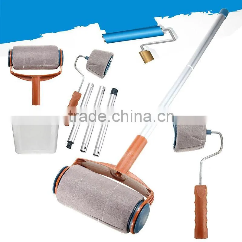 6Pcs/set Paint Roller Brush Handle Pro Flocked Edger Room Wall Painting Runner