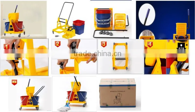24L mop bucket with wringer side press plastic