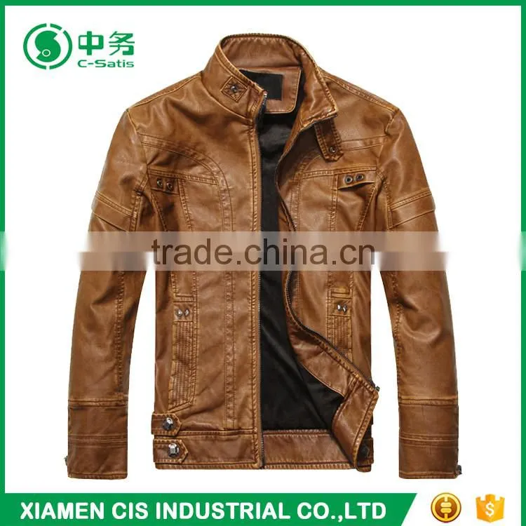Top Quality Winter Windproof Man Black Faux Leather Motorcycle Jacket