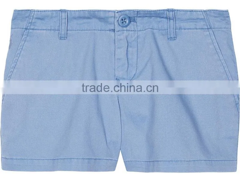 High Quality Solid Colored Belt Loop Boys Denim Shorts Made of Twill