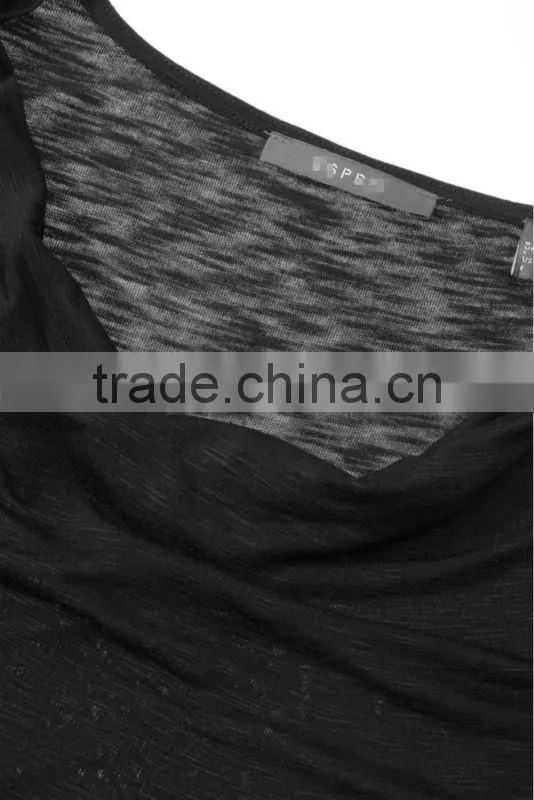 ladies new design t shirt waterfall neckline cotton t shirt 120 grams t shirt blank