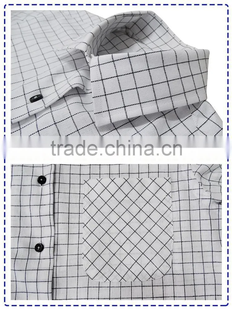 2017 latest long sleeve plaid 100% cotton non Wrinkle spread collar men shirt