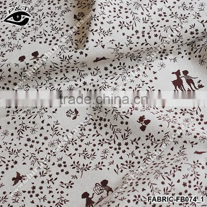 New design cotton linen fabric cute printed 2 colors
