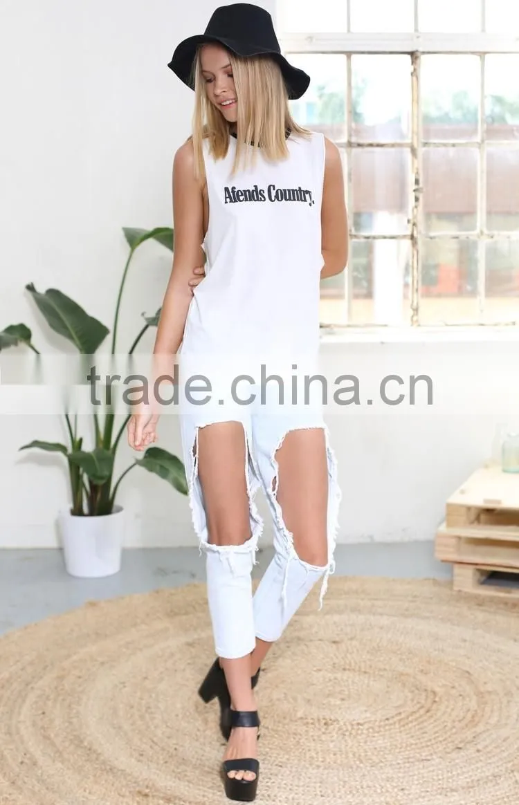 2016 Custom Printing Sleeveless New Cut Women T Shirt Design,Oem Printed Sleeveless T-Shirts Clothes For Women