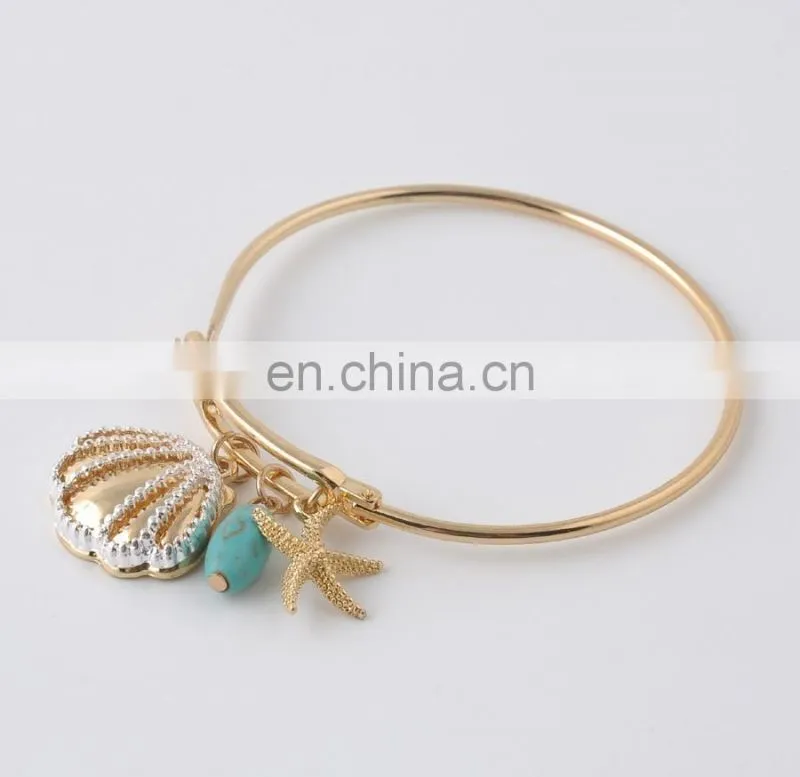 Sea Collection charms in two tones marine organism bracelet bangles