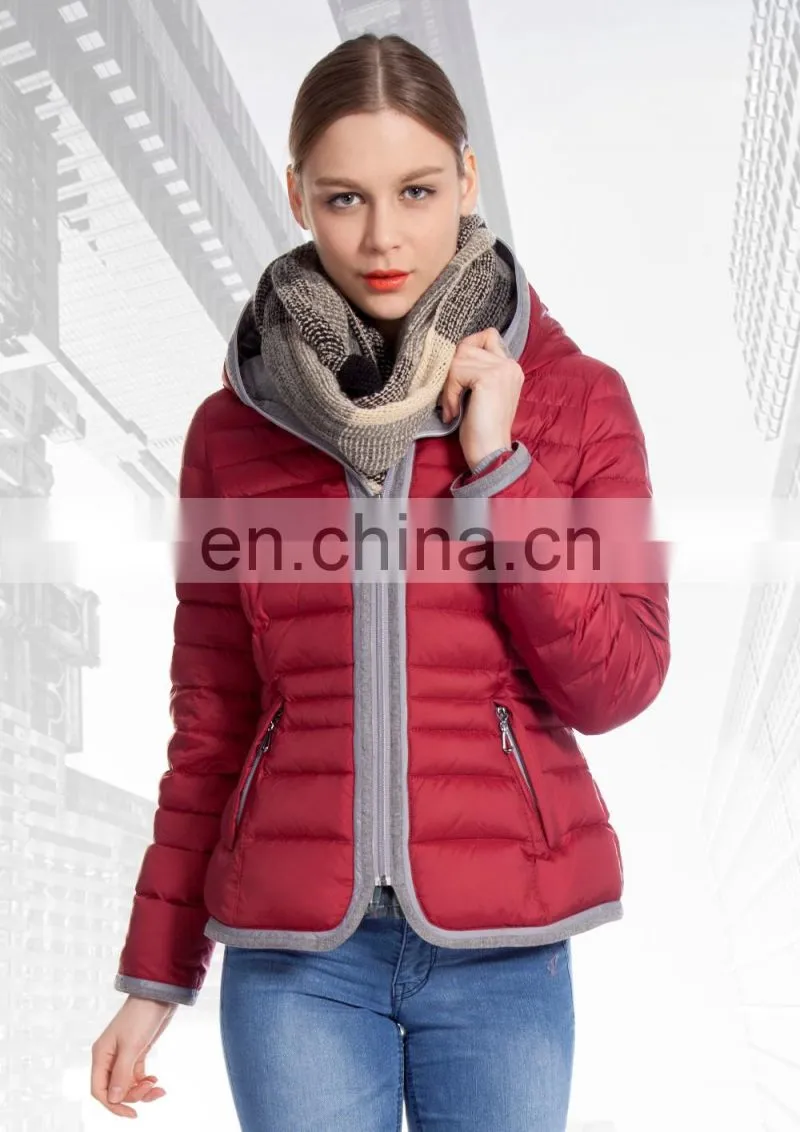 Fashion Design Europe Style Hooded Anorak Red Winter Jacket