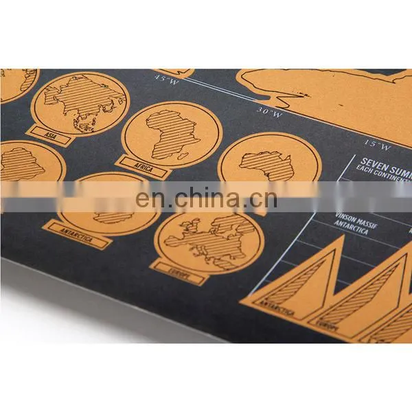 2017 travle wall world map mini scratch off foil layer coating poster