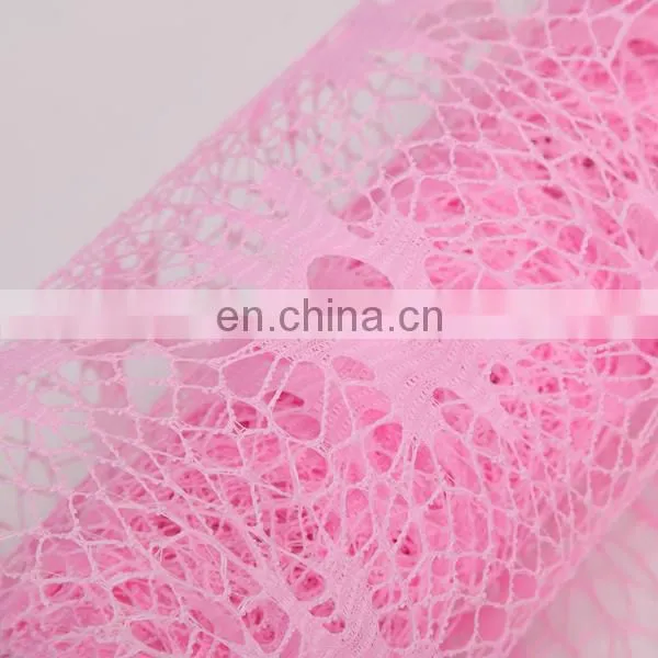 2015 Most Popular Packing Material Organza Sequence Lace Fabric Flower Mesh Netting Roll