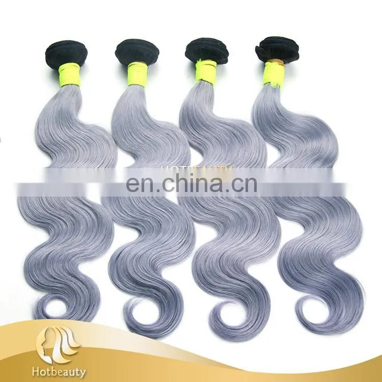 New 7A Brazilian Vrigin Remy Ombre Human gray Hair Bundle Two Tone colors Curly Hair Weave Weft Unprocessed Hair