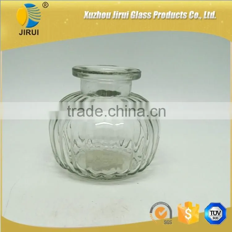 Clear glass candle holder pumpkin shaped