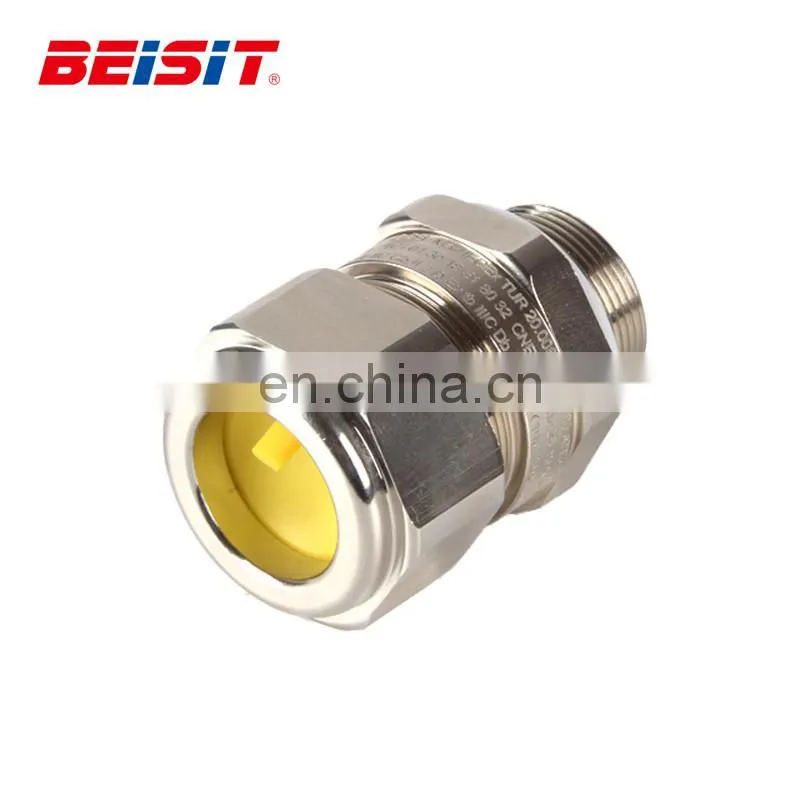 Single sealed brass nickel-plated waterproof cable crimp porous cable connector for industrial chassis