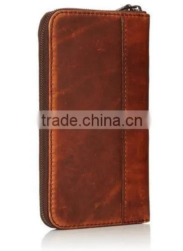 vintage cowhide leather clutch wallet travel organizer wallet for men