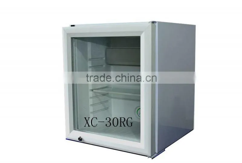 Noiseless absorption 12V 24V 220V glass door refrigerator with CB CE CCC