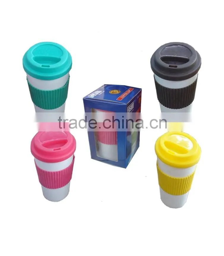 Cheap double wall plastic mug with lid/ plastic cup for coffee/coffee cup plastic