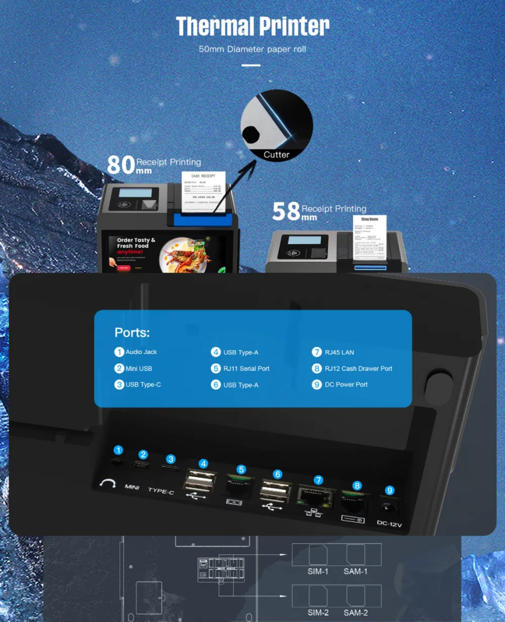 Z100 dual screen POS for event ticket office payment