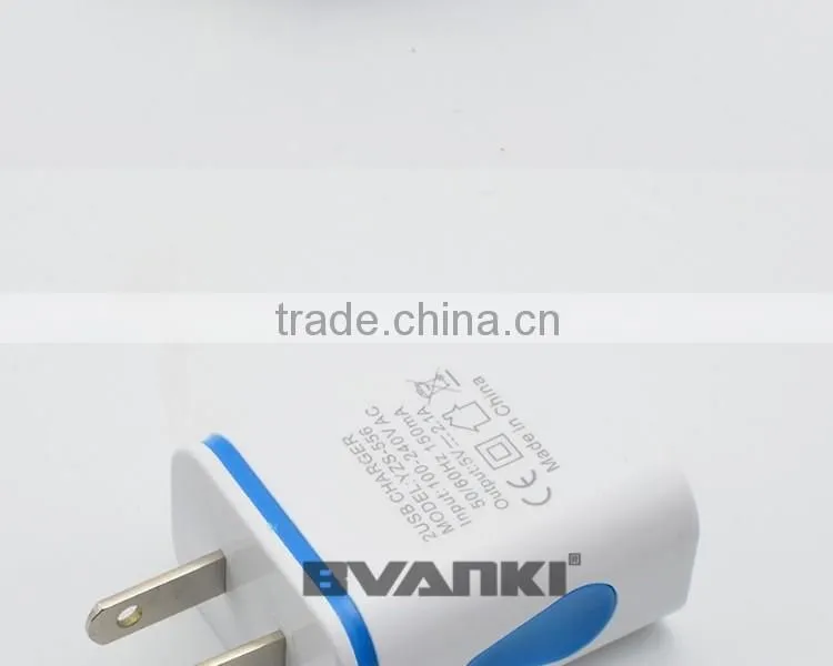 Factory Price Top Quality Portable 5V/2.1A LED light Dual USB Charger Travel USB Wall Charger for iphone/samsung free sample