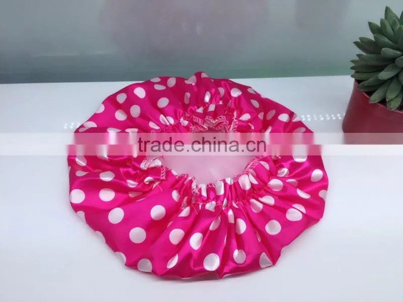 dot printed shower cap