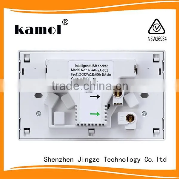 silver faceplate power point with double usb power socket for australian market