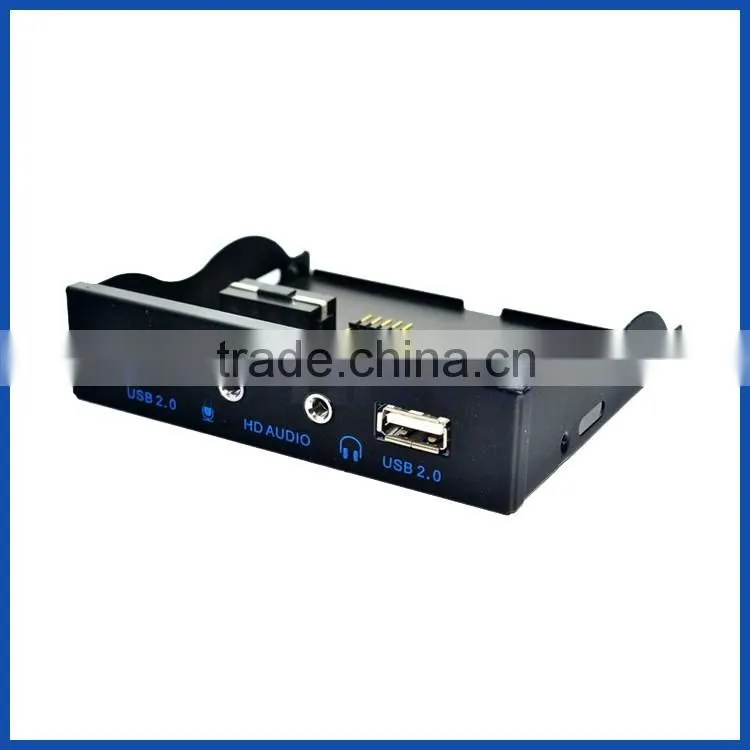 New 3.5" Floppy Bay Internal 9Pin to 2 Port USB 2.0 HUB and HD Audio 3.5-in PC Floppy Front Panel