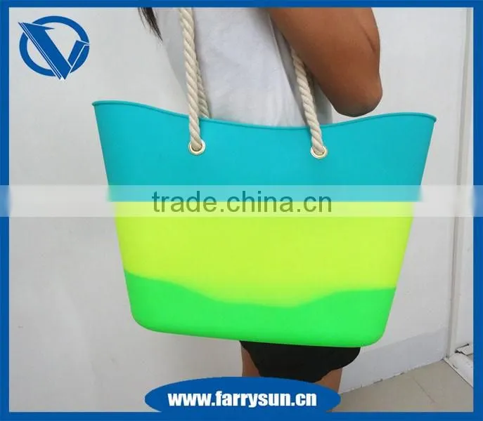 Newest silicone shoulder handbag,jelly tote bag, mix color beach handbag