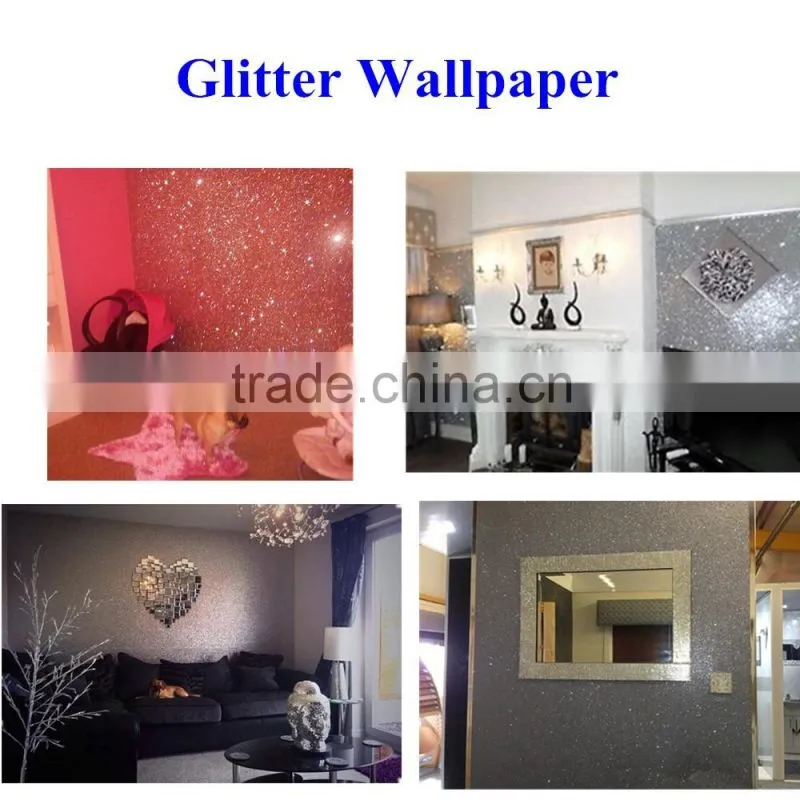 Hot sell shiny glitter wallpaper glitter powder surface