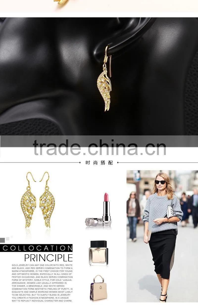 2015 new fashion design fish shape dubai gold jewelry earrings