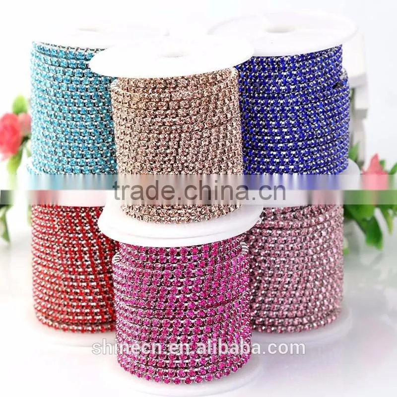 New design multicolor diy rhinestone YIWU Wholesale Hot Sale Hot fix Strong glue close Rhinestone cup chain