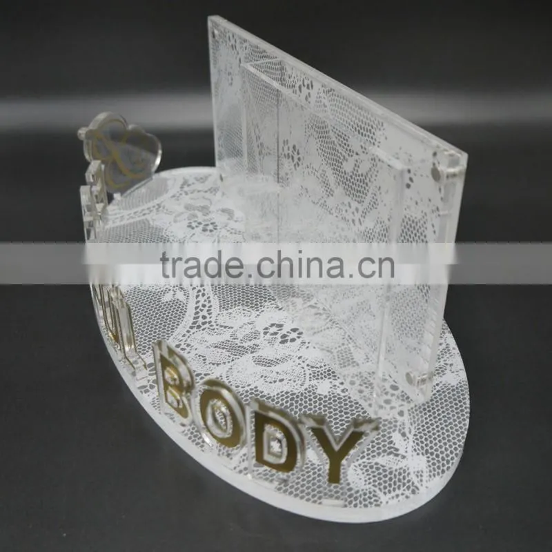 custom silk screen printing plexiglass/acrylic/PMMA retial counter cosmetic leaflet pocket display stand,table brochure holder