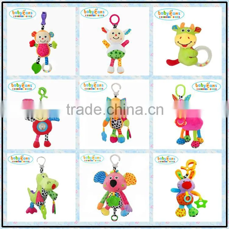 Babyfans 2015 New Product Cartoon Animal Toys And Plush Stuffed Baby Toys Baby teether toy with rattles