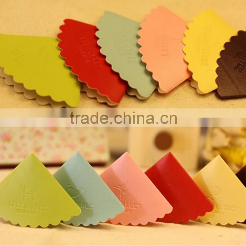 Multicolor high quality leather corner protection bookmark with logo emboss