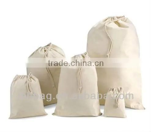 white cotton drastring pouch