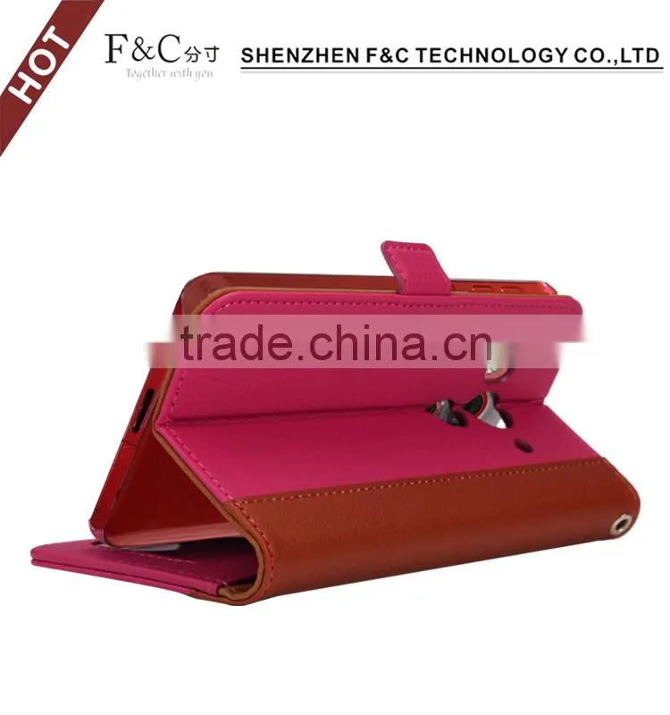 Shenzhen manufacturer stand folio wallet leather case for HTC Butterfly 3,genuine leather case for for HTC Butterfly 3