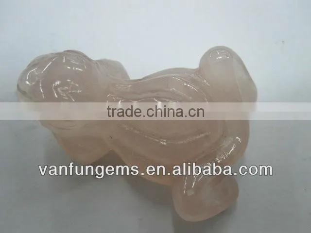 2" natural rose quartz carved frog