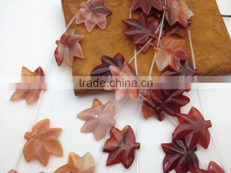 Wholesale price natural Mixted Color Agate stone Leaf gemstone shape Carved Leaf semi precious loose gemstone beads