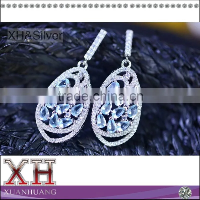 Charming 925 sterling silver zircon drop earring