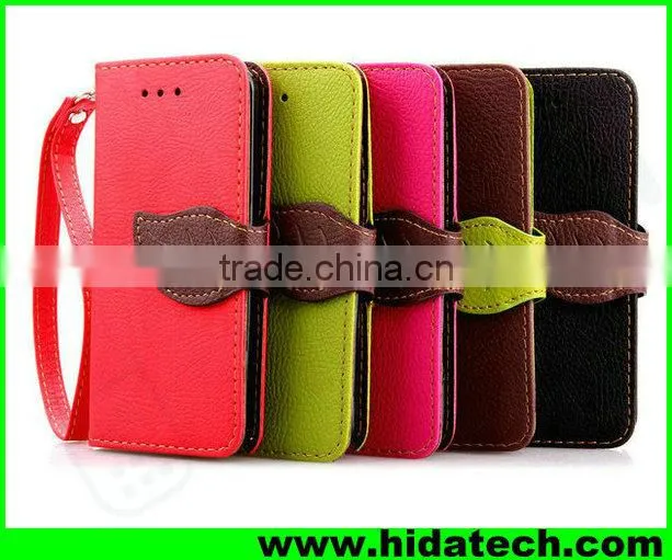 Leaf shape flip pu leather phone case for iphone 6 iphone 6s leather case with card holders wallet case