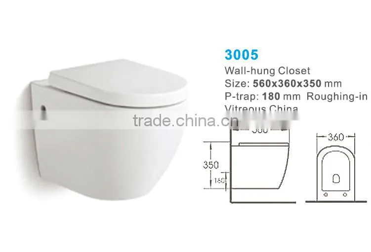 sanitary ware bathroom ceramic wall hung toilet made in china