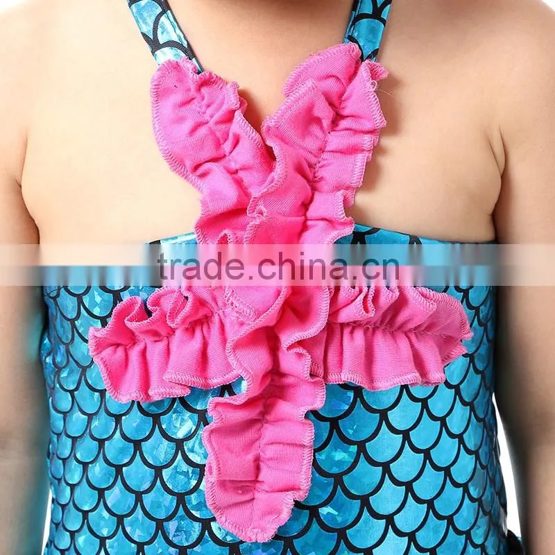 Hot sale wholesale blue baby girl mermaid romper jumpsuit kid mermaid swimming costume