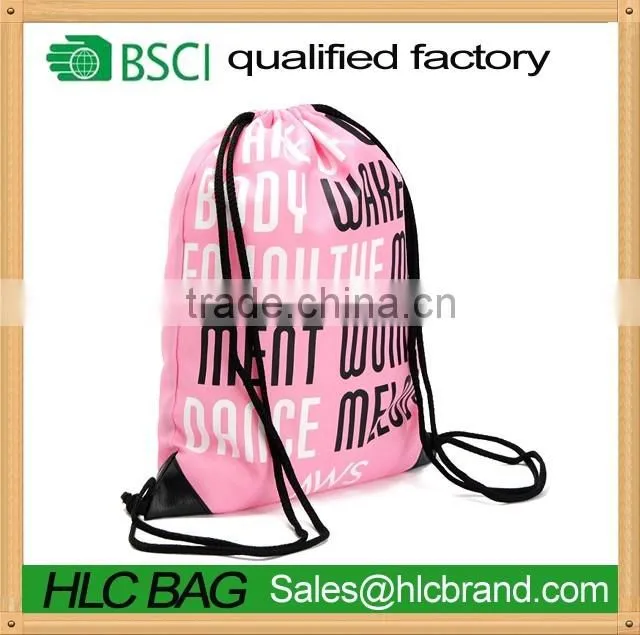 Customized Logo Branded Promotional Drawstring Bag with leather
