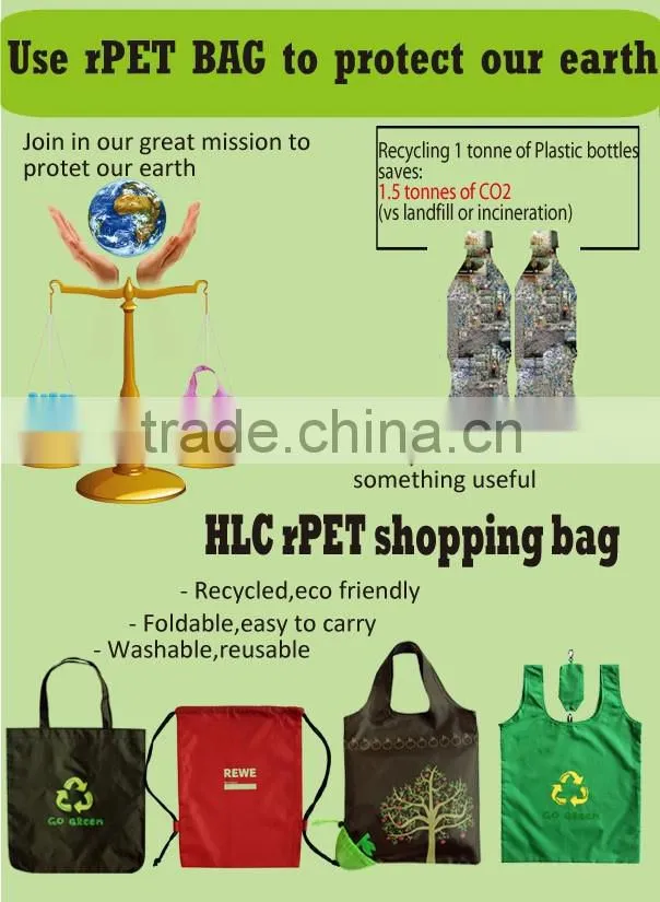 BSCI customized rpet/eco recycled pet folding shopping custom eco bag china